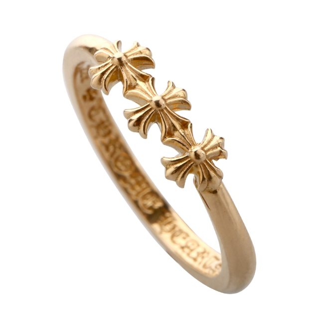 Chrome Heartsレプリカ クロムハーツ【Chrome Hearts】K22 バブルガムリング w/3 CHプラス 22K